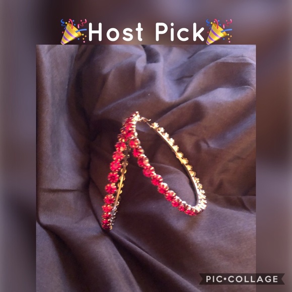 Love Stylize Jewelry - 🎉HP🎉 Gold Plated Hoop Earrings w/ Red Crystals